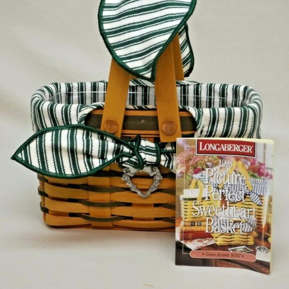 Longaberger 1998 Green Picture Perfect Sweetheart Series Basket Combo - Picture 2 of 15